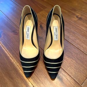 Jimmy Choo Black and Gold Heels